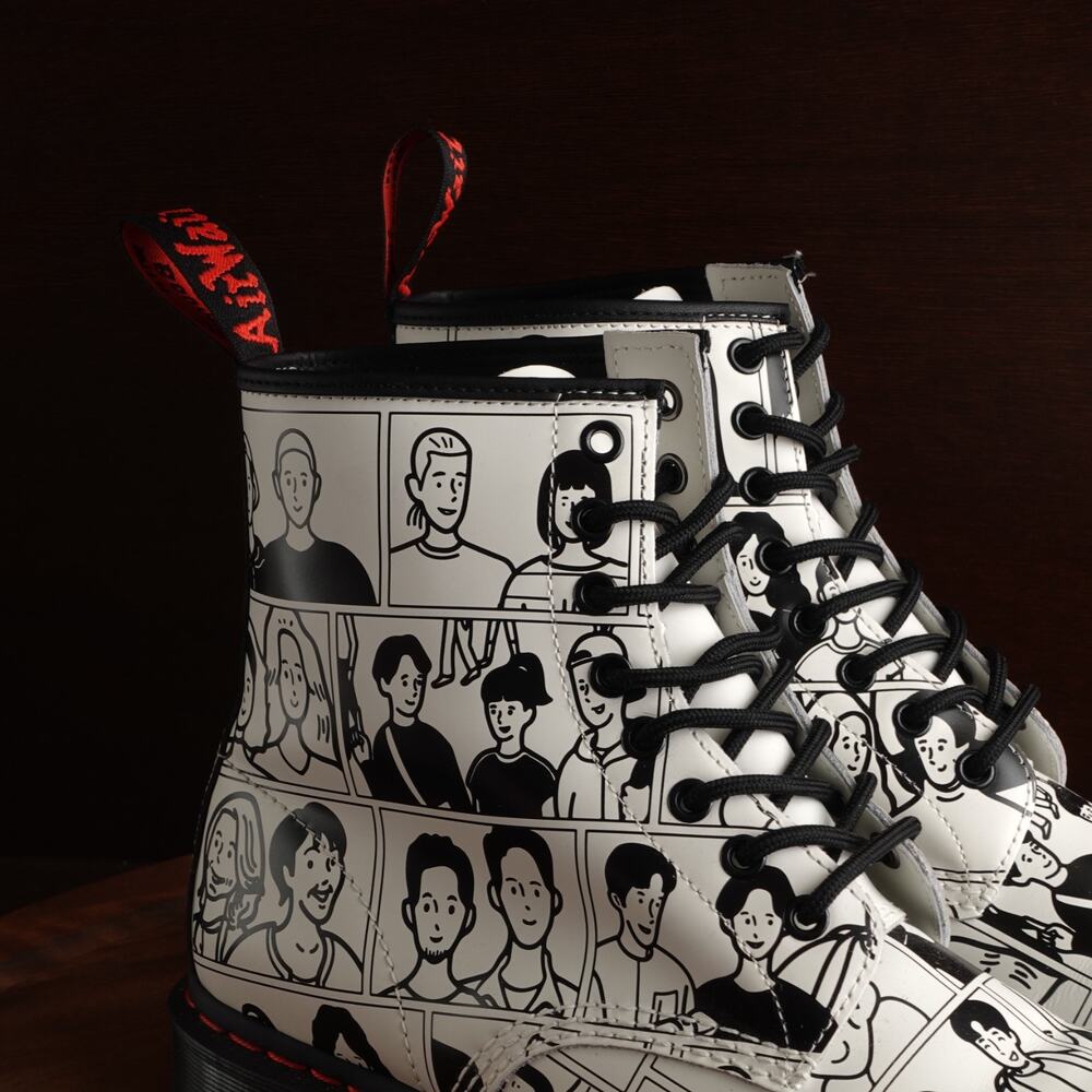 Dr. Martens Boots Unisex SZ M9 W10 BLK White 1460 Fuyuki Kanai For Pride Combat - Picture 6 of 16